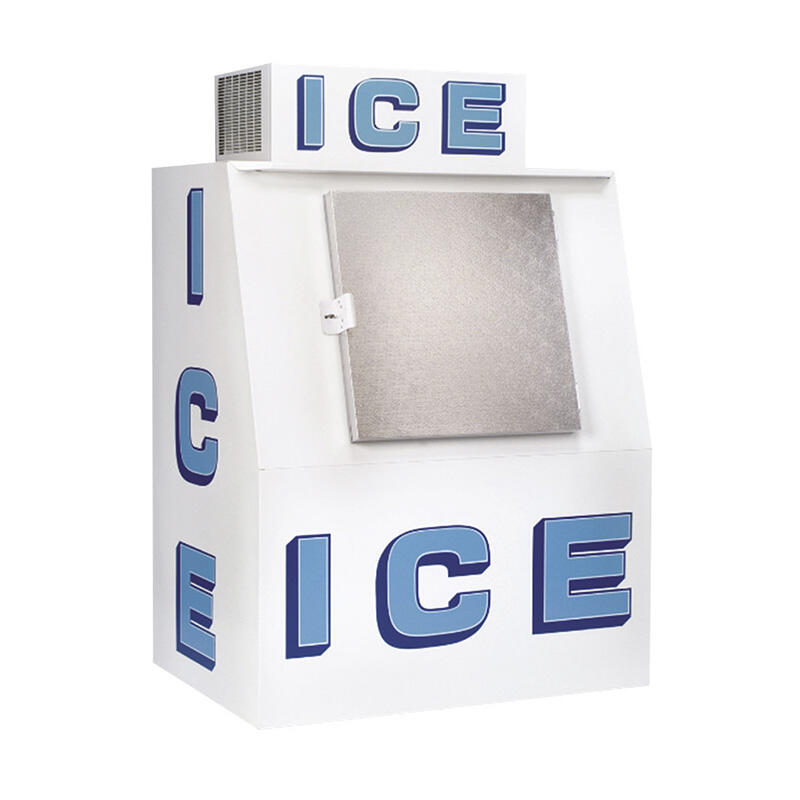 aluminium slant front face ice merchandiser ice bag storage freezer