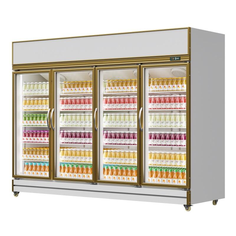 Beverage Fridge White (Golden Frame Exterior, Upmounted Compressor)（4 Doors）