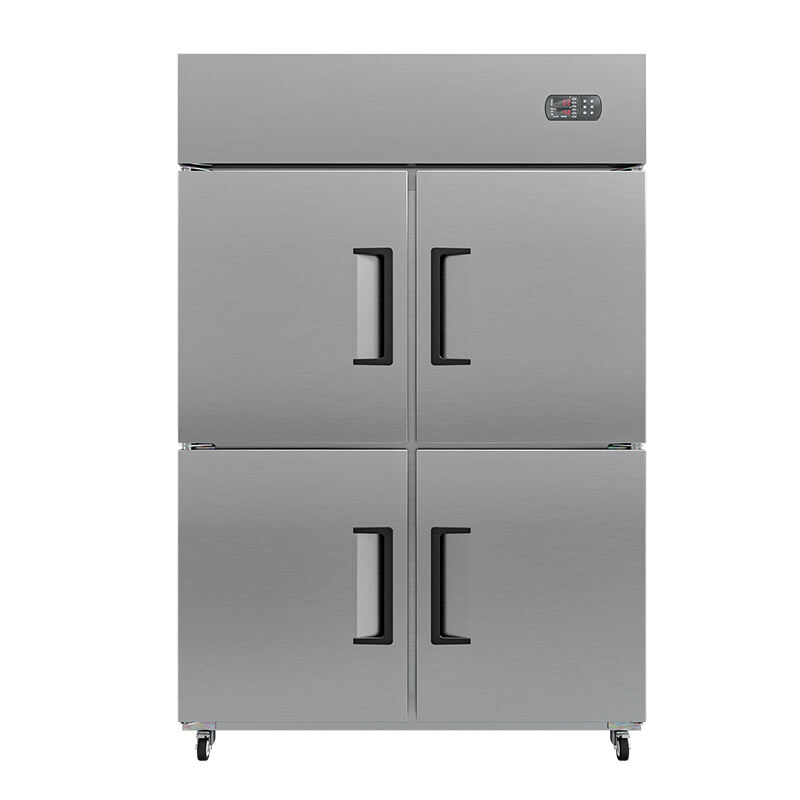 Dual Temp Stainless Steel Upright Kitchen Fridge & Freezer（4 Doors）