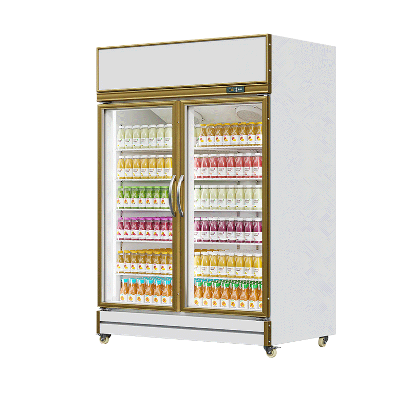 Beverage Fridge White (Golden Frame Exterior, Upmounted Compressor)（2  Doors）