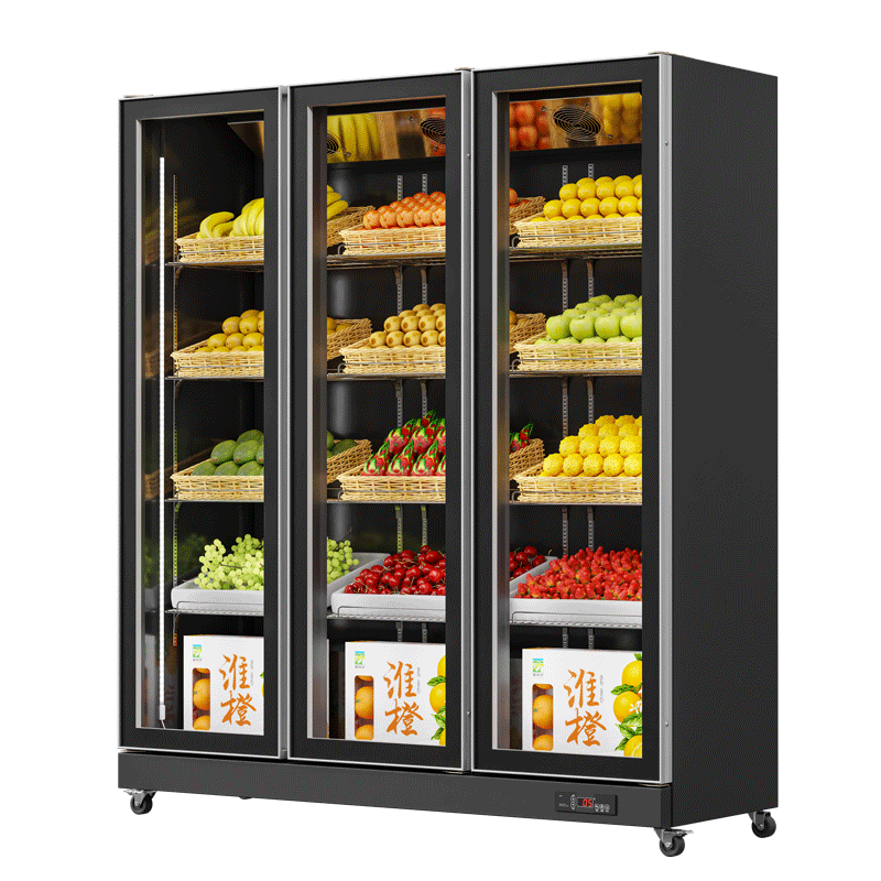 Fruit & Vegetable Fridge Black (Full Door Display, Rearmounted Compressor)（3 Doors）