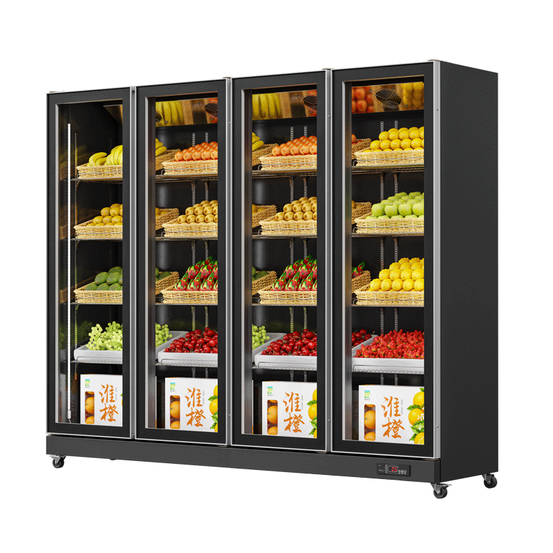 Fruit & Vegetable Fridge Black (Full Door Display, Rearmounted Compressor)（4 Doors）