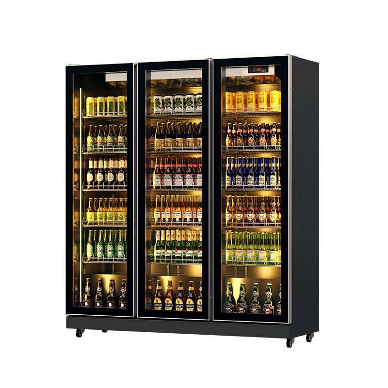 Beverage Fridge Black (Full Door Display, Rearmounted Compressor)（3 Doors）