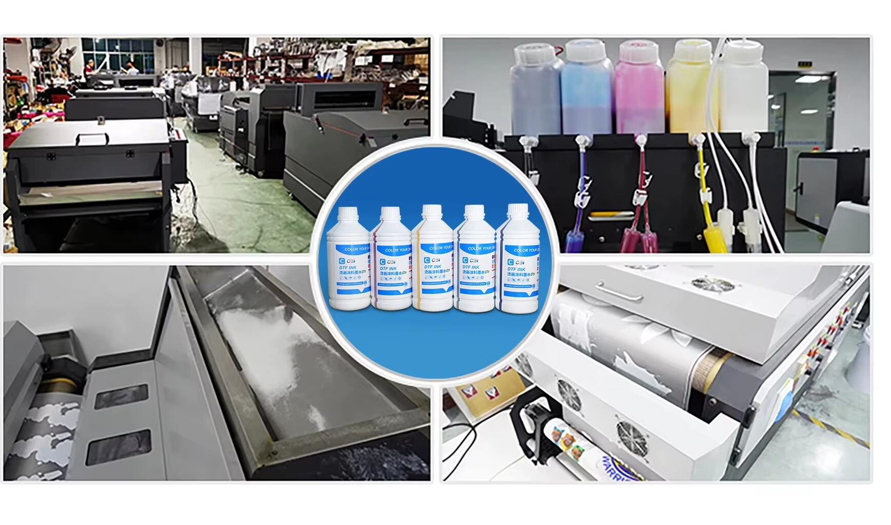 CSI for DTF Ink for Epson Printer Head 1000ml Digital Textile Fabric Certified MSDS Bottles for Models L1800 XP60 I3200 T-Shirt manufacture
