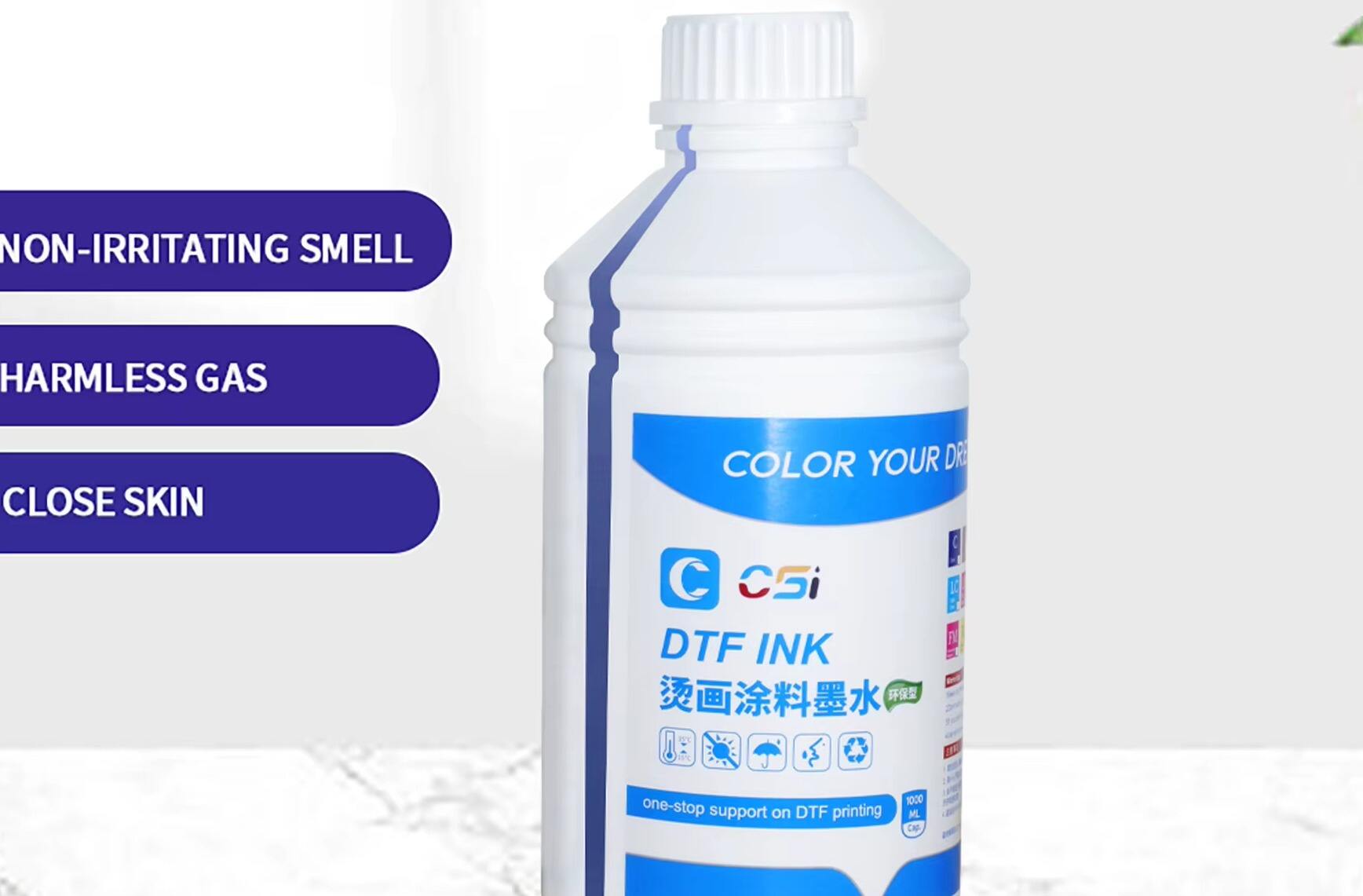 CSI for DTF Ink for Epson Printer Head 1000ml Digital Textile Fabric Certified MSDS Bottles for Models L1800 XP60 I3200 T-Shirt details
