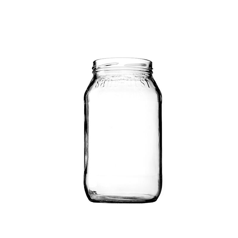 Glass Sealed Jar Transparent High Cover Honey Round Pickle Bottle