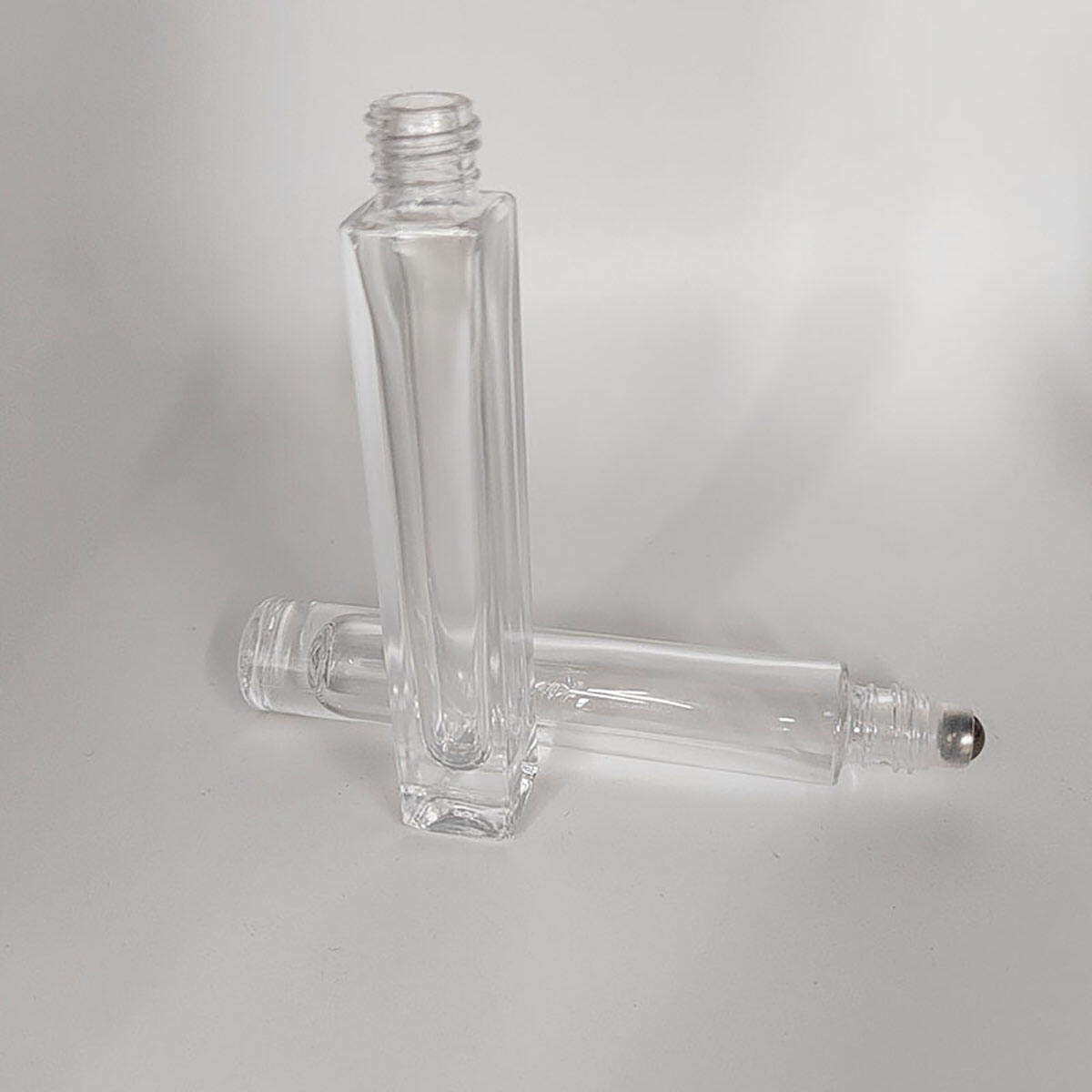 10ml clear slim round cylinder heavy wall thick bottom square perfume bottles essential oil glass roll on roller bottle