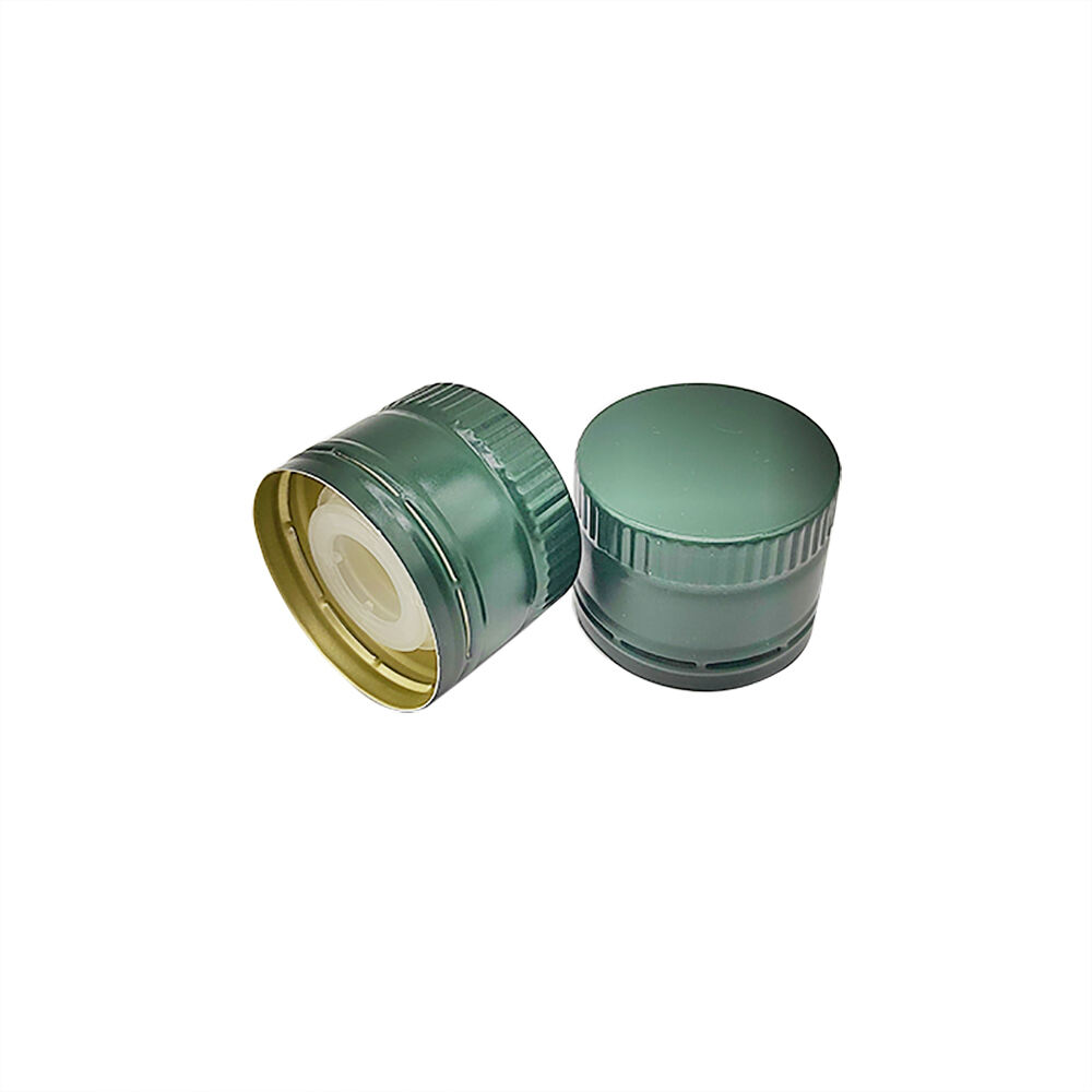 Green Aluminum Plastic Olive Oil Cap Custom Logo Pourer Cap with Plastic Insert