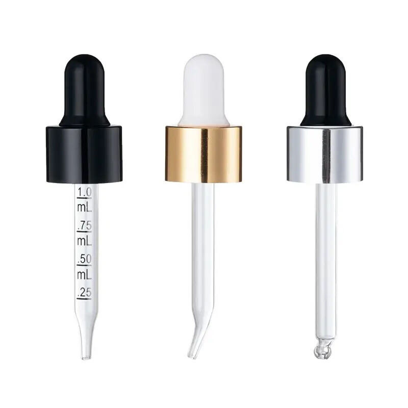 White Plastic Glass Dropper 5ml 10ml 15ml 20ml Amber Essential Oil Glass Dropper Bottle