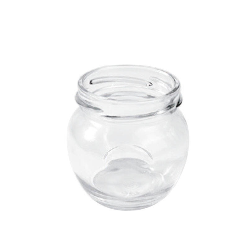 צנצנת זכוכית עגולה ריקה, אטומה, לפלפלים חמוצים, למרשמלו, למיכל אוכל, מיכל אחסון עם מכסה מתכת