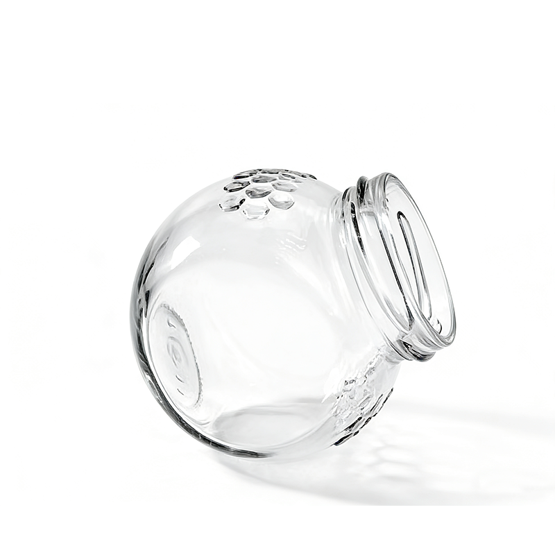 Vas Vitreum OEM Capacitatis 200 ml, Planum, Formae Tamburi, ad Cibos Servandos, ad Dulcia Servanda, ad Species Servandas, Cum Operculo