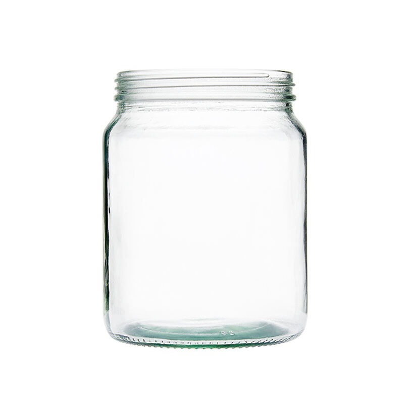 Groothandel 1100ml rond brede opening voedselopslagcontainer glazen honing en jam potten