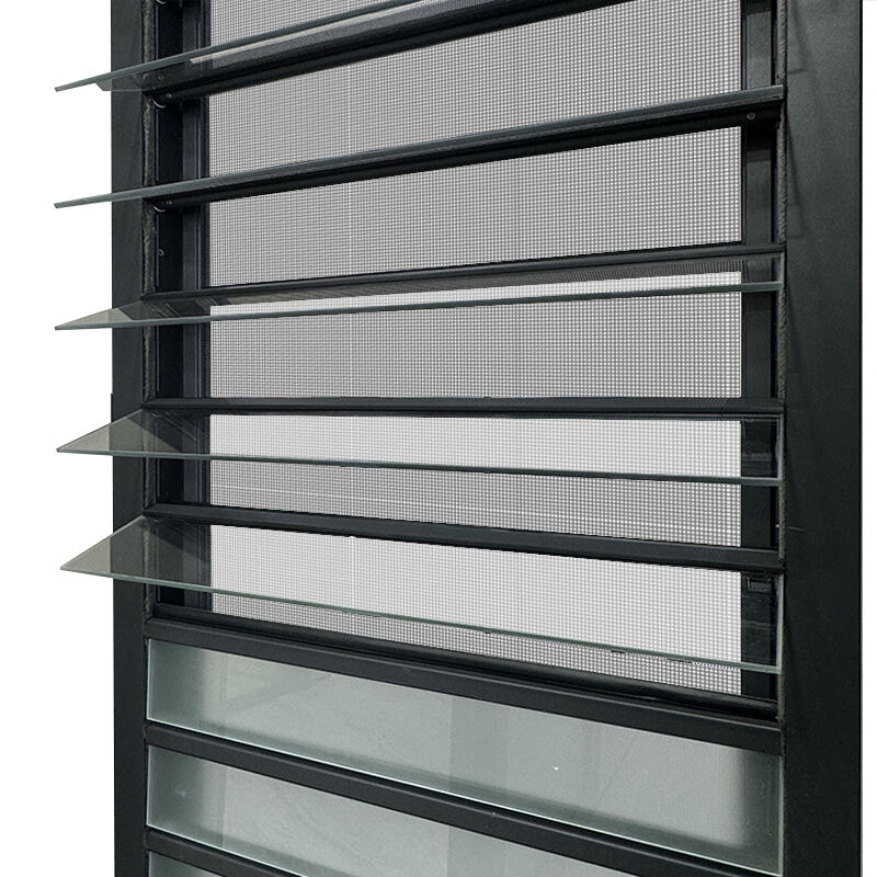 Custom Ajustable Vertical Glass Louvers Aluminium Frame Glass Fixed Louver Louvre Jalousie Windows With Flyscreen