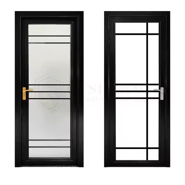 Golden Supplier Aluminium Interior Flush Glass Kitchen Room Door Double Tempered Glass Metal Swing Doors For Bathroom