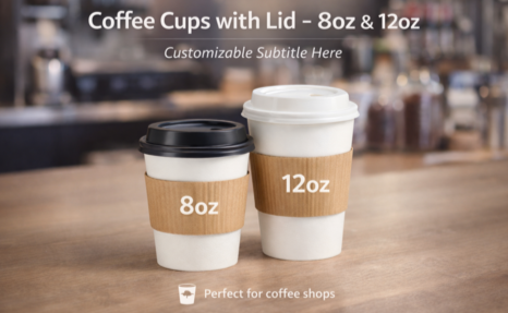 8oz & 12oz Coffee Cups with Lids for Coffee Shops