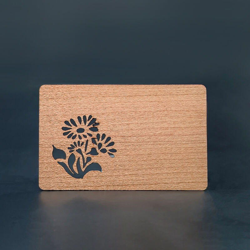 Customized Wood NFC Cherry Business Card Engraved Gift Design RFID Wooden Card