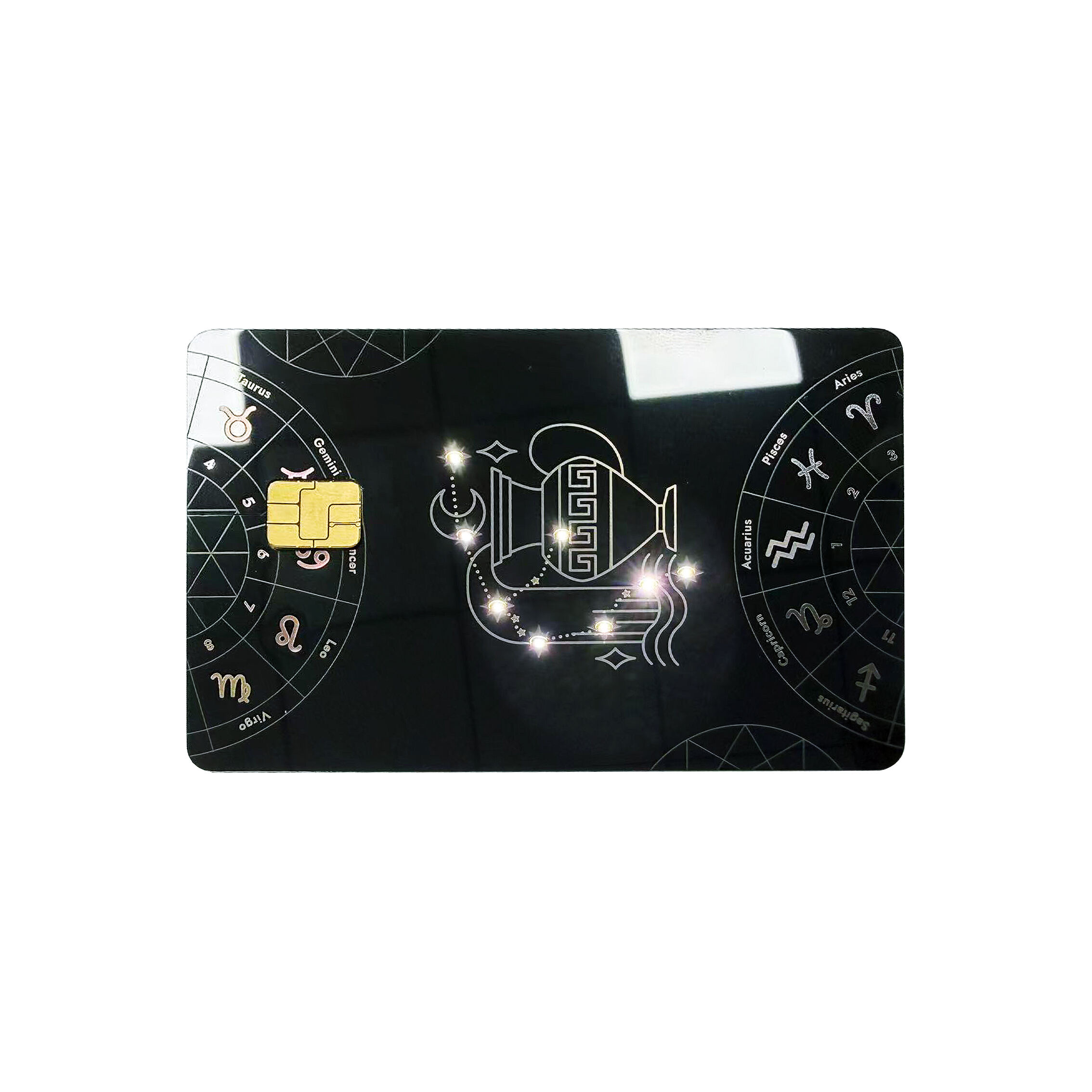 Stainless Steel Inlay Metal Core Dual-Interface Spot LED Light Card 