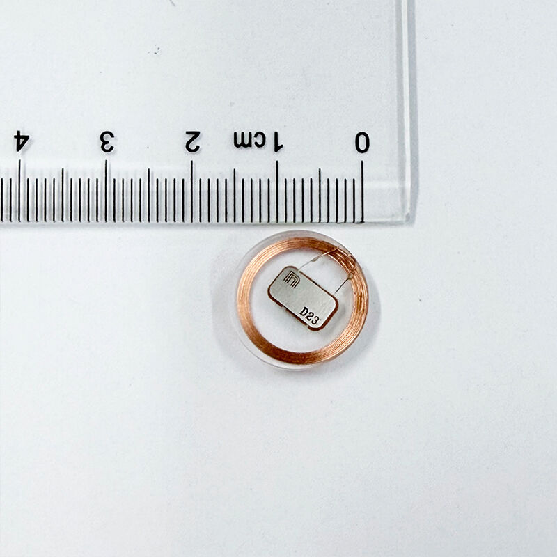 علامات RFID دائرية صغيرة جدًّا (عملات) شفافة من مادة PVC مع ملف نحاسي، وتعمل في نطاق التردد العالي (HF) وفق المعيار ISO14443A، ومزودة بتقنية Mifare Desfire EV3 بسعة 2 كيلوبايت