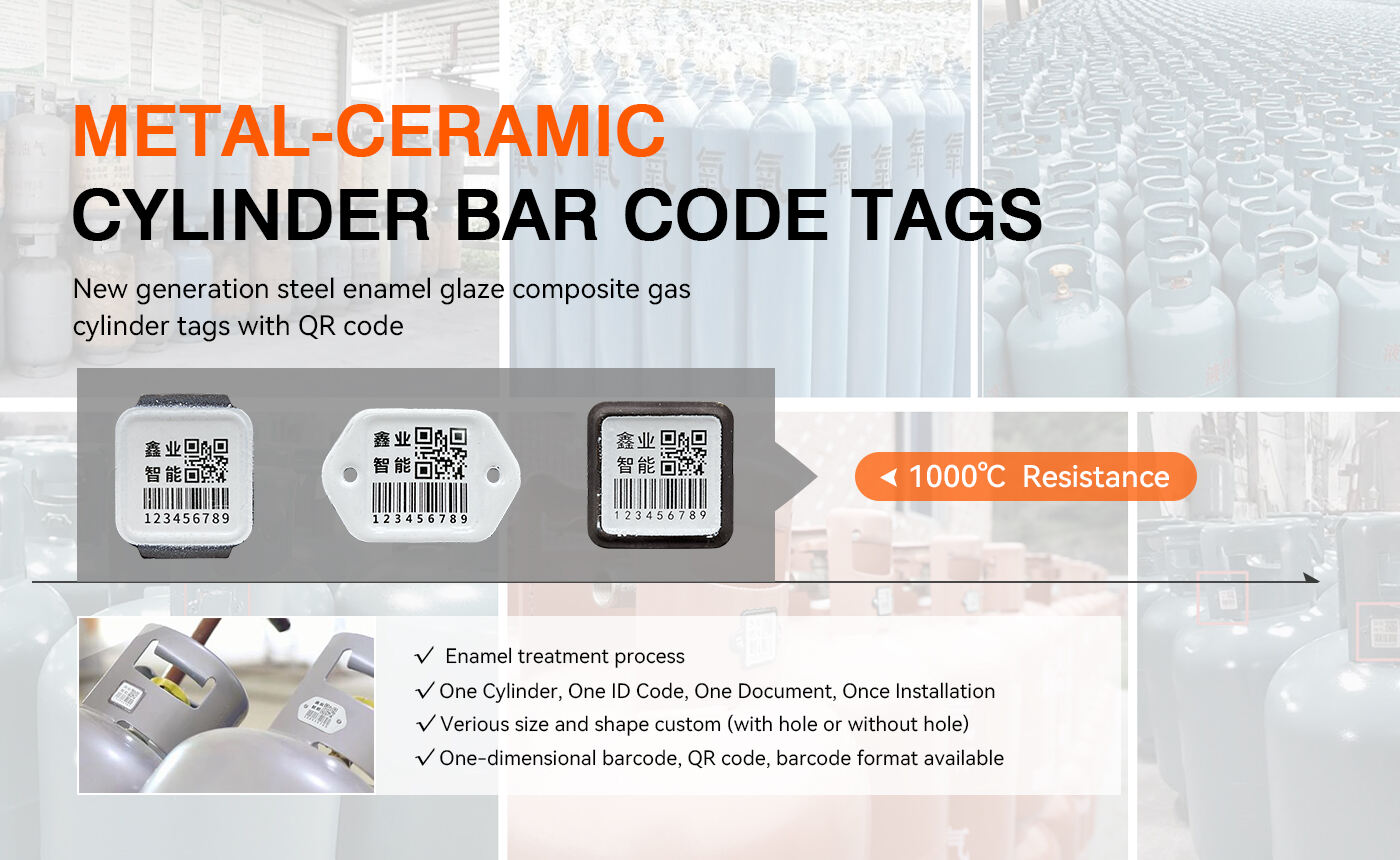 Permanent Ceramic Metal Bar Code Tag High Temperature Resistance for Tracking LPG Cylinders manufacture