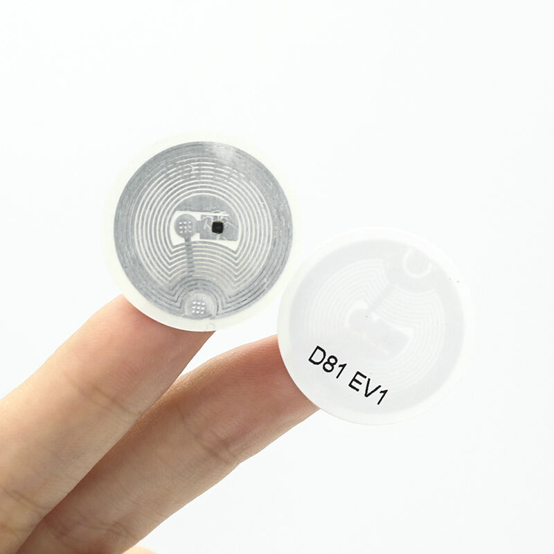 HF Round Antenna MIFARE DESfire EV1 EV3 2K 4K 8K 13.56mhz smart chip circular pvc rfid sticker nfc labels customised