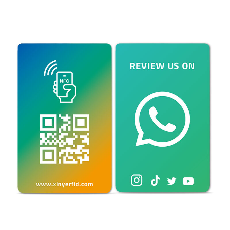 Social media id review plastic nfc card tap contactless programmable digital business qr code pop card custom