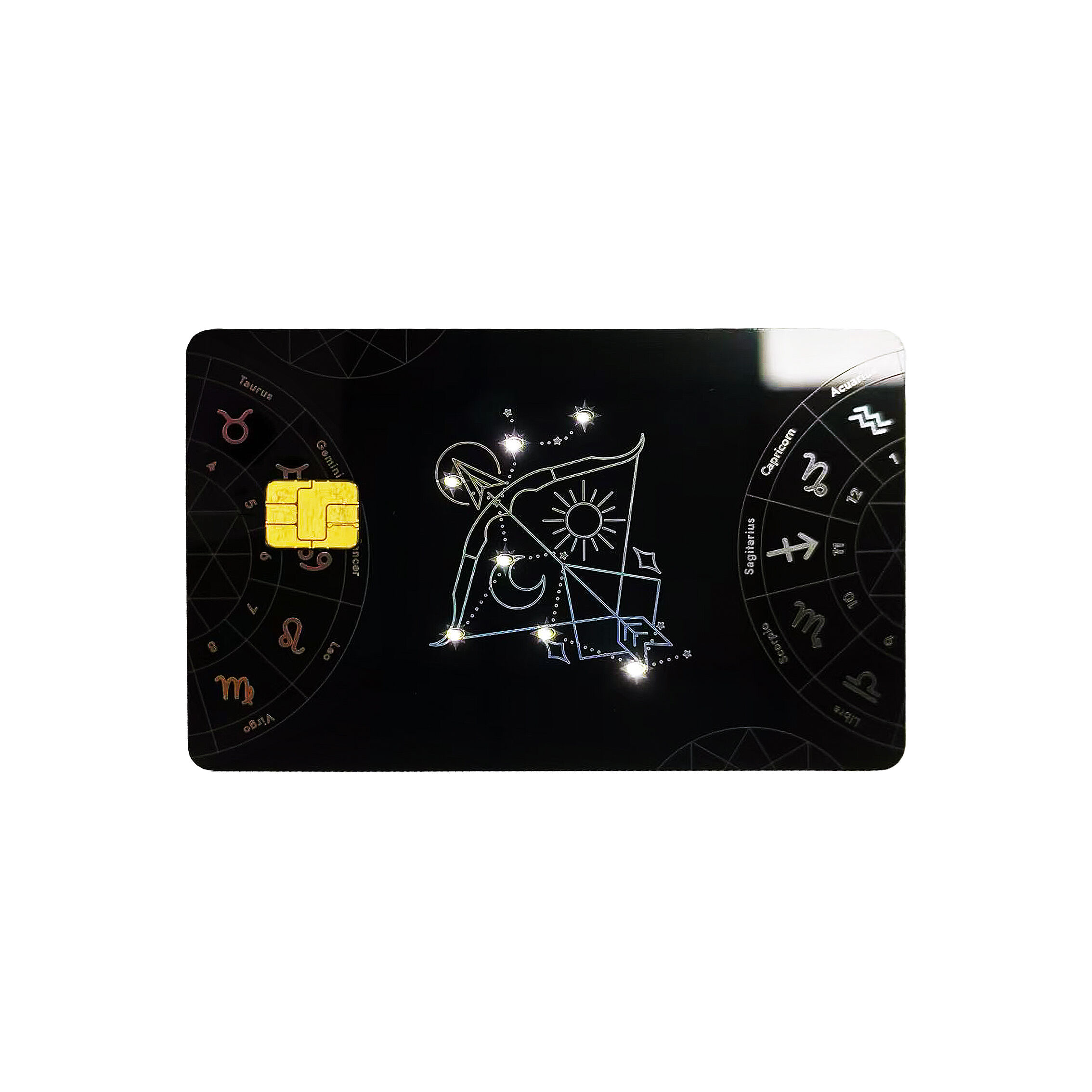 Stainless Steel Inlay Dual-Interface Spot LED Metal Core Card Laser Marking