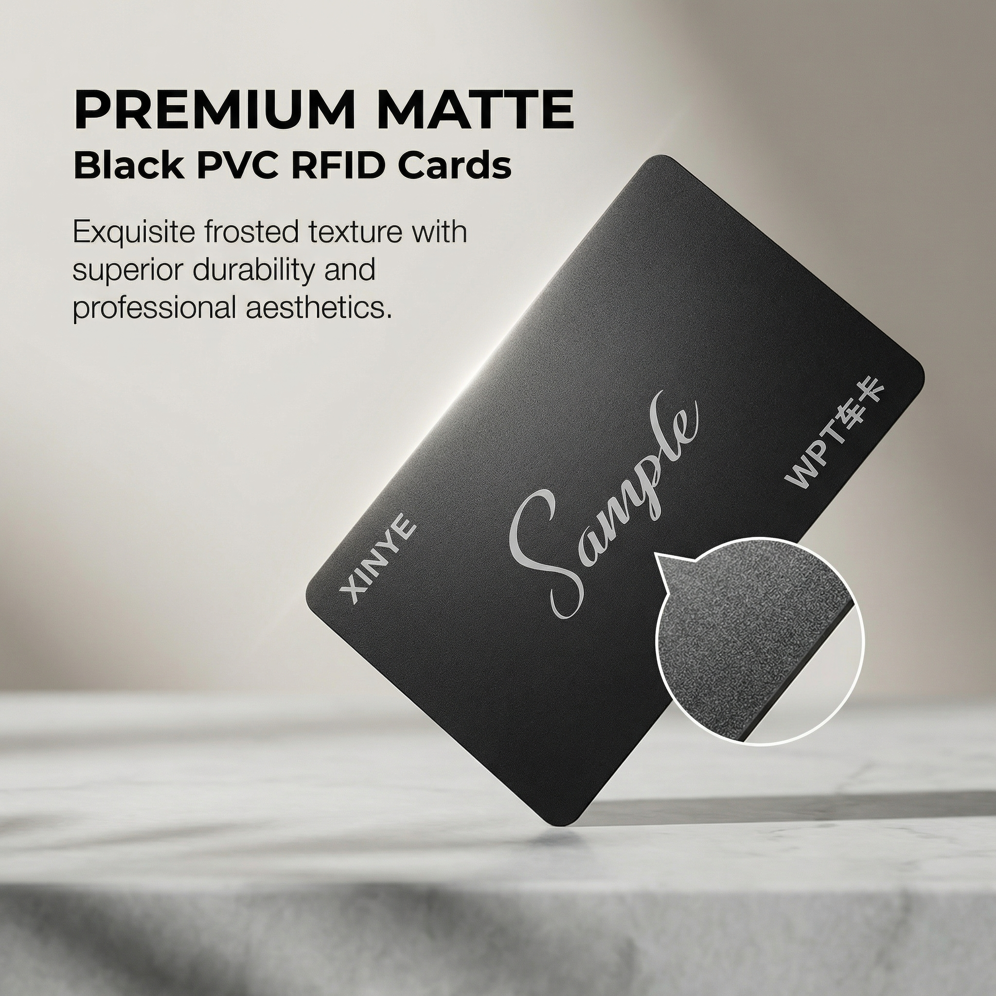 Pure Black PVC RFID Card MIFARE Classic 1K S50 Matte Surface ISO14443A Silk Screen Printing Access Control Loyalty 