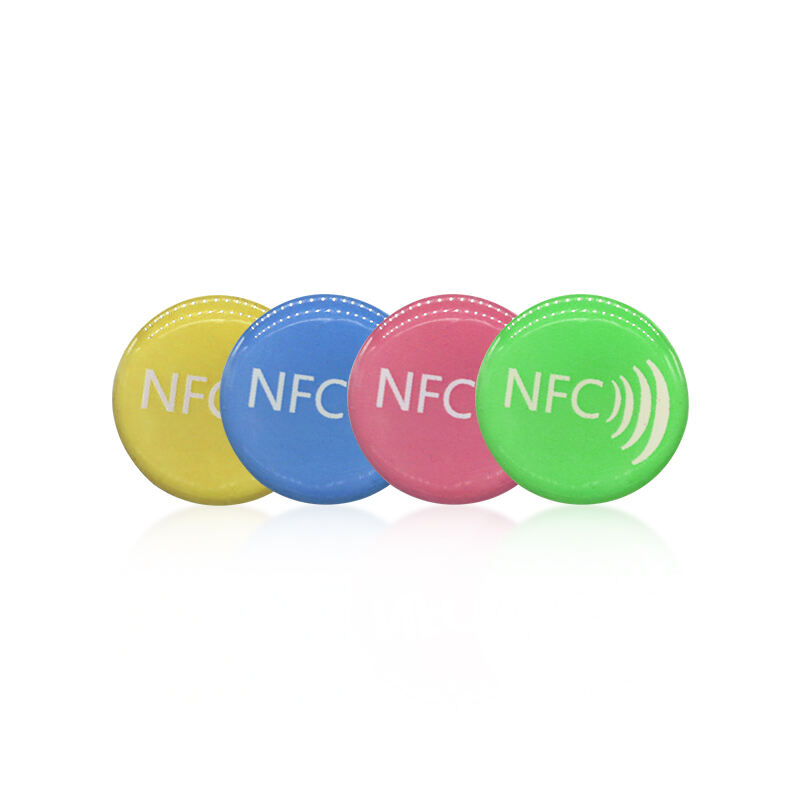 NFC epoxy tags RFID NFC round pvc tags waterproof beautiful social media nfc cards for sticking on mobile phone