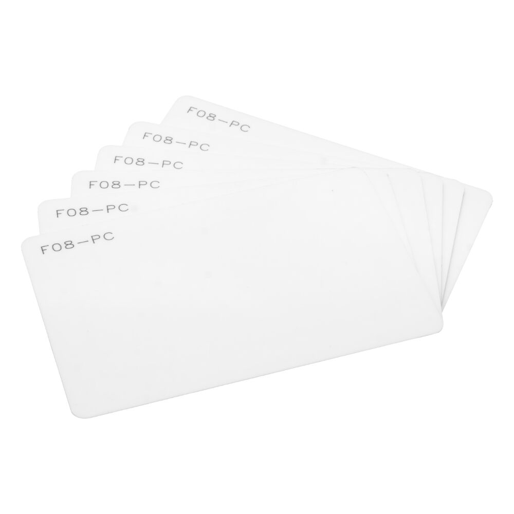 Kad RFID CR80 13.56 MHz Fudan F08, Bahan Polikarbonat Tulen, Siap untuk Pencetakan Jet Dakwat