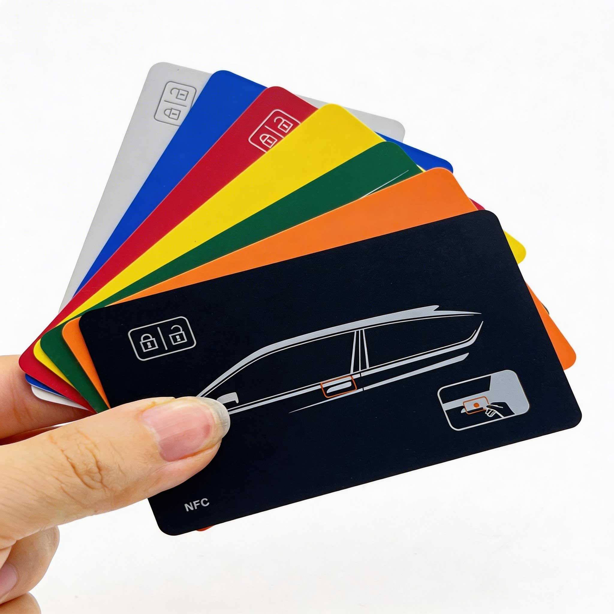 بطاقات RFID باللون الكامل بالأبيض والأسود والأحمر والأخضر والأزرق، مصنوعة من مادة PVC، تعمل عند ترددين 125 كيلوهرتز و13.56 ميغاهرتز، للبيع بالجملة