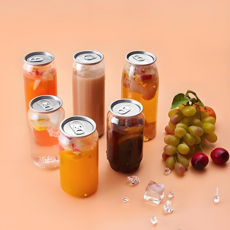 350/500/650ML Plastic PET drankblikje met pop-top deksel, voedselveilig, leeg voor roomverpakking met gemakkelijk te openen aluminium deksel