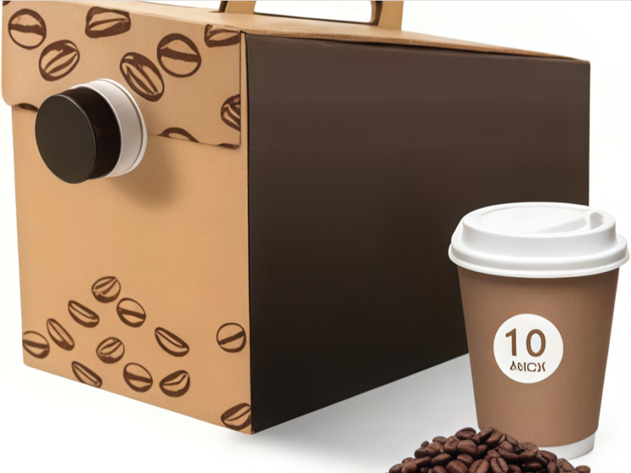 Conjunto de caja de café de papel y vaso de papel para crear una experiencia de llevar específica de la marca