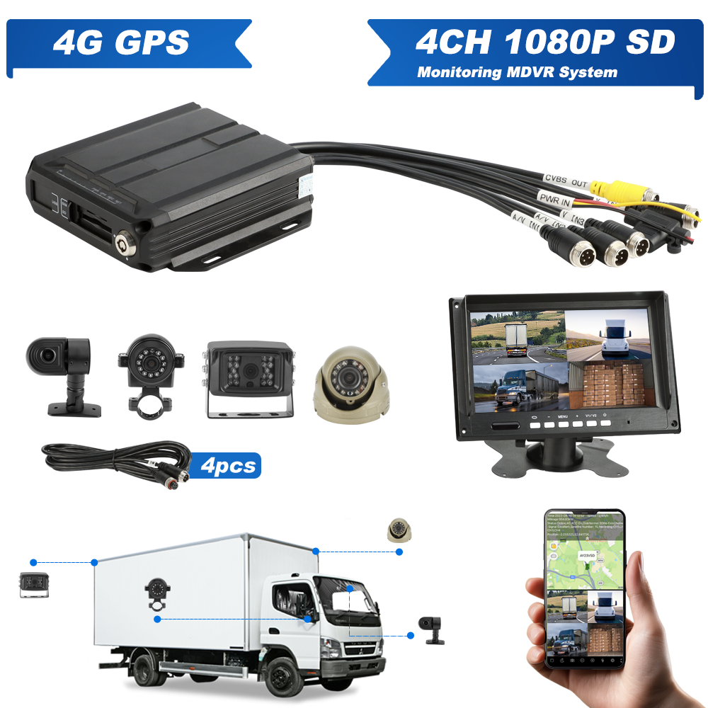mDVR móvil para camión con GPS 4G, seguridad vehicular, entrada de 4 canales, H.264, OEM