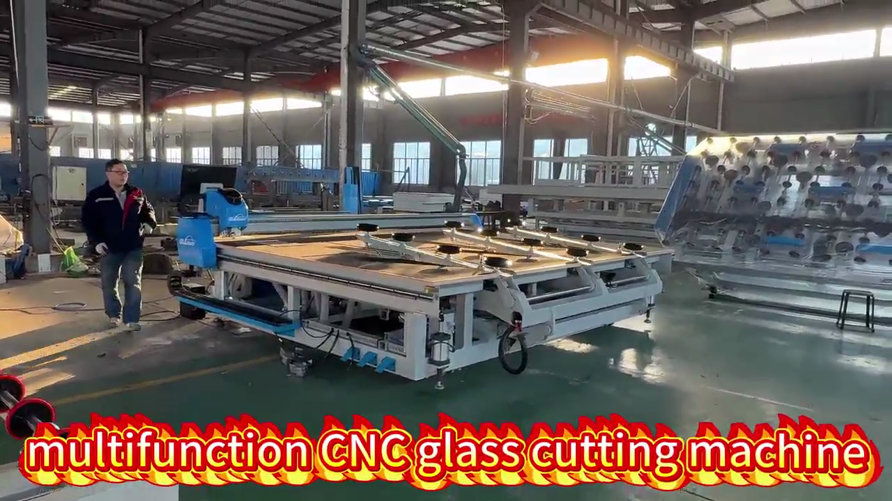 Glasino multifunction CNC glass cutting machine is including loading, taking the glass, straight cutting, shape cutting, air flotation, breaking, automatically move and walk (around), remote control in one. 