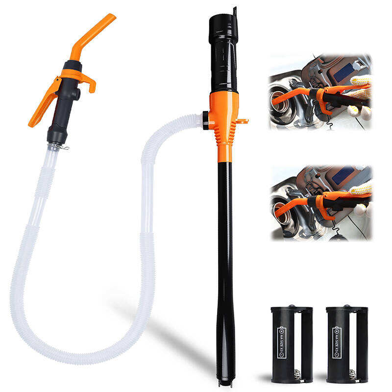 Bomba de sifón eléctrica portátil con batería: caudal de 2,4 GPM, para transferencia de gas, combustible, diésel, auga, extracción de aceite, bomba de combustible manual multiusos
