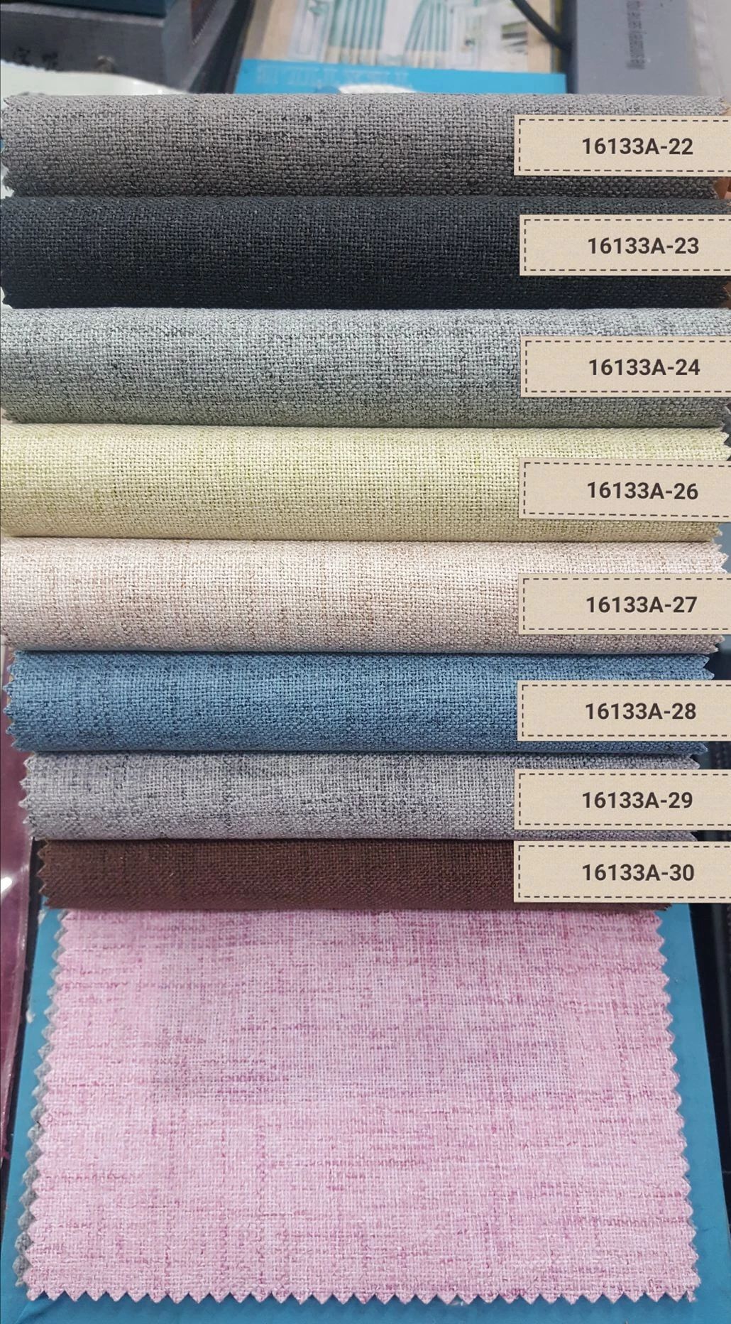 Foulola：16133A# Series,2.8/3.2m Two Sided Artwork Linen Fabric details