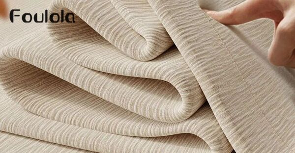 Foulola News：Double-Sided Chenille Bark Texture Blackout Curtain & Fabric---XY# 
