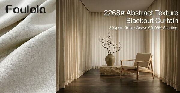 Abstract Texture Blackout Curtain – 303gsm, Triple Weave 90-95% Shading, Double-Sided, A-Class Eco, Matte, 280CM Width | 2268#/2269#