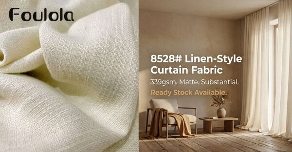 Linen-Style Curtain Fabric – 339gsm, Matte Texture, 280CM Width, Popular Choice | 8528#