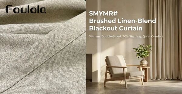 Brushed Linen-Blend Blackout Curtain – 314gsm, Double-Sided, 90% Shading, A-Class Eco, Matte, 280CM Width | SMYMR#