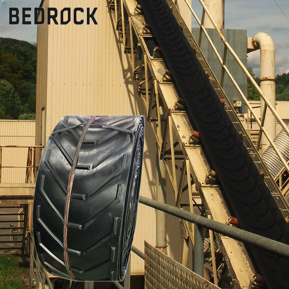 Cingulum Conveyāns Caoutchouc Cum Paternō Chevron ad Trānslātiōnem Arenae, Gravellae, Lapidum; Cingulum Conveyāns Chevron Antī-Scilicet