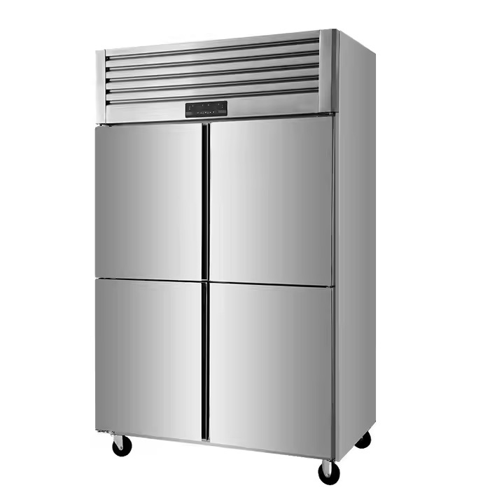 Frigo con freezer in acciaio inox per cucina con 4 porte