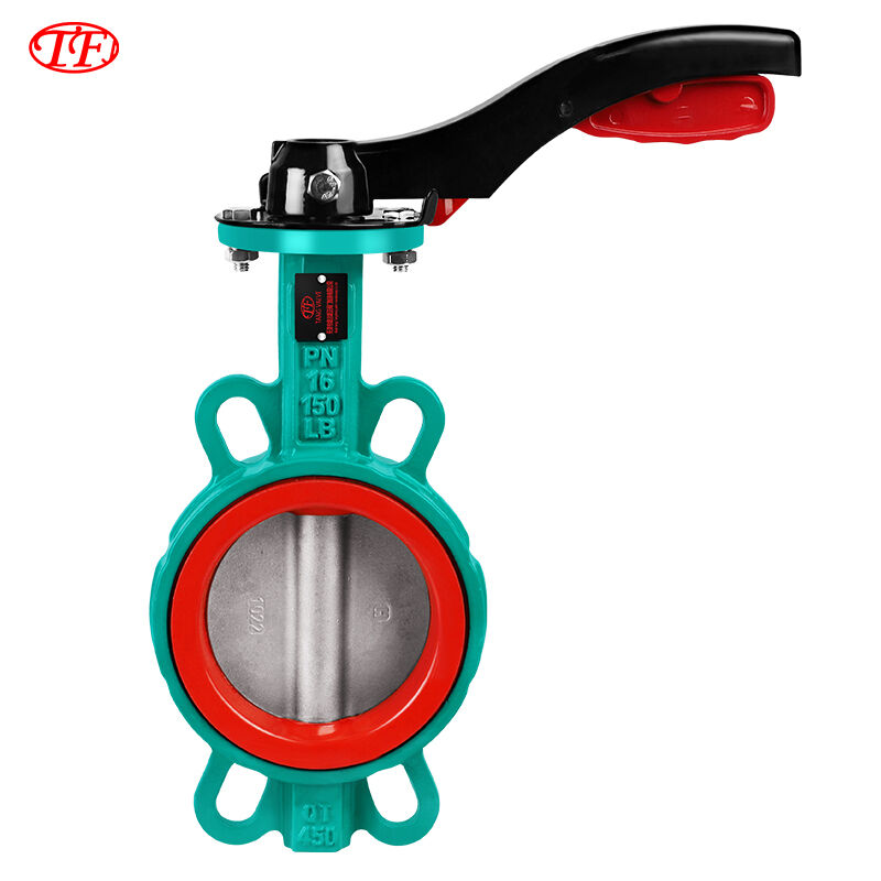 Ductile Iron Manual Handle Wafer Butterfly Valve PTFE Green D71F-16Q