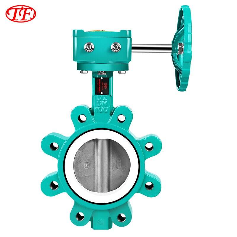 Cast Steel Lug Type Wafer Worm Gear Drive Butterfly Valve PTFE Soft Seal