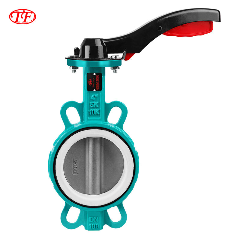 Ductile Iron Manual Handle Wafer Butterfly Valve PTFE Green D71F4-16Q