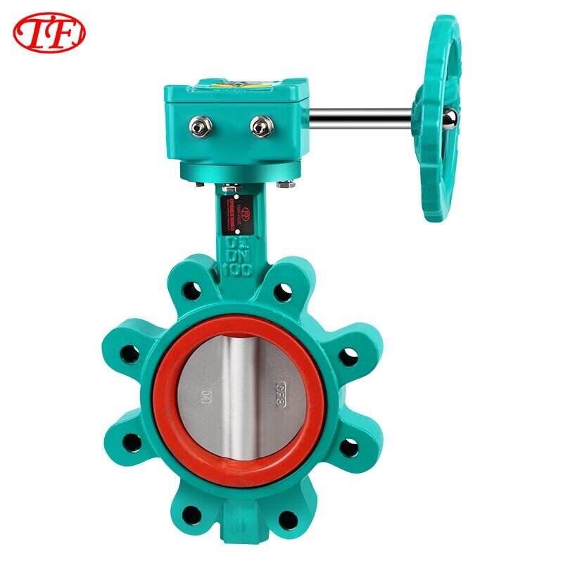 Cast Steel Lug Type Wafer Worm Gear Drive Butterfly Valve FKM Soft Seal