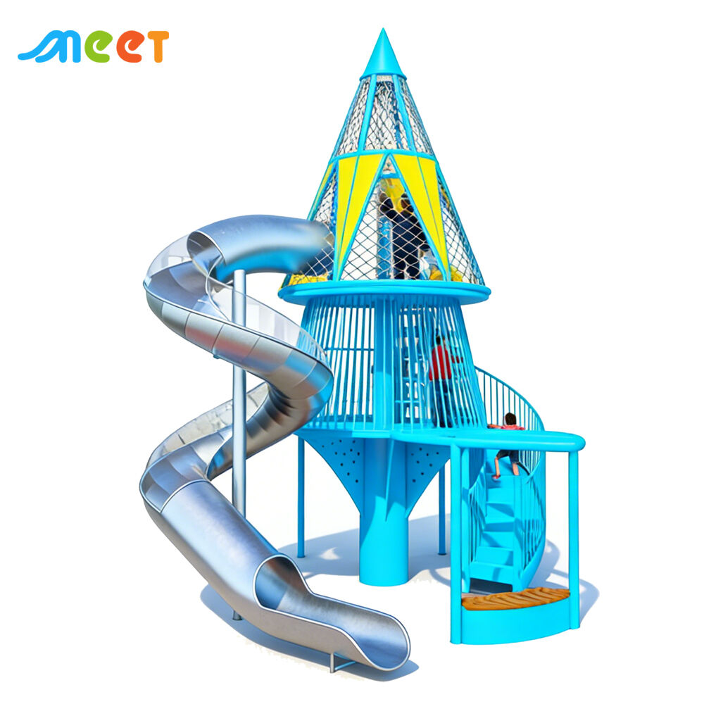 อุปกรณ์สนามเด็กเล่นกลางแจ้งแบบสไลด์สแตนเลสสำหรับเด็ก ออกแบบเฉพาะตามความต้องการ รุ่น MT-DBF001