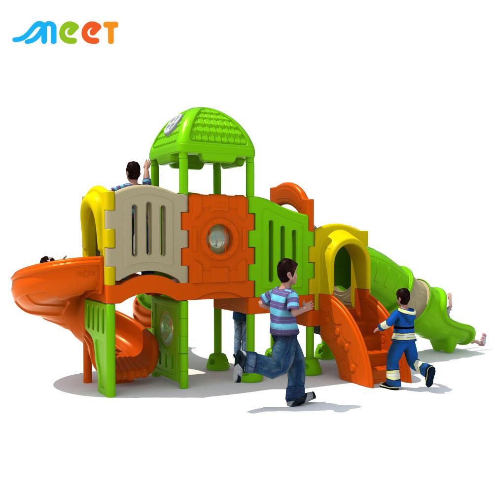 Op maat gemaakte volledig kunststof avontuurslides voor familie speeltuinen, kleuterscholen, duurzaam staalmetaal voor openbare scholen, parken MT-LSL013