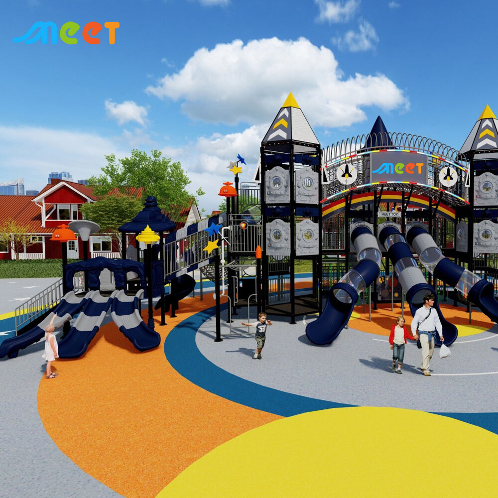 อุปกรณ์สนามเด็กเล่นกลางแจ้งสำหรับเด็กคุณภาพสูง ออกแบบเฉพาะตามธีมอวกาศสำหรับสวนเด็ก MT-DZT091