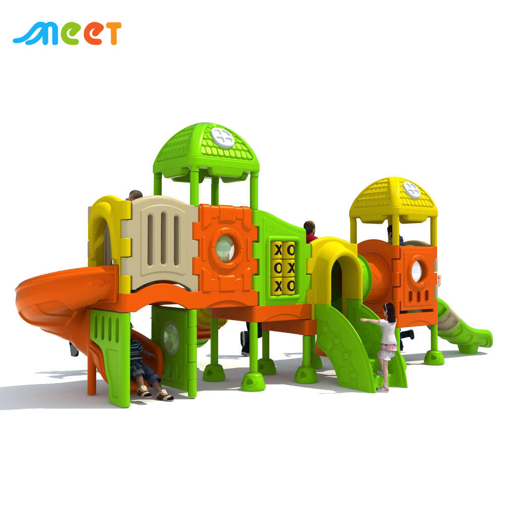 Aanbieding buitenspeeltoestellen schoolspeeltuin uitrusting samengesteld uit kunststof en hout voor gebruik op parken voor kinderspel MT-LSL005